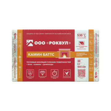 Утеплитель РОКВУЛ КАМИН БАТТС 1000x600x30 ГП-223361