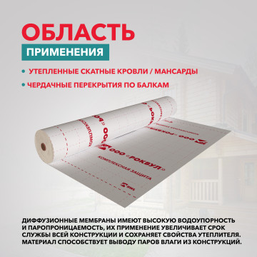Паропроницаемая гидро-ветрозащитная трехслойная МЕМБРАНА ДЛЯ КРОВЕЛЬ