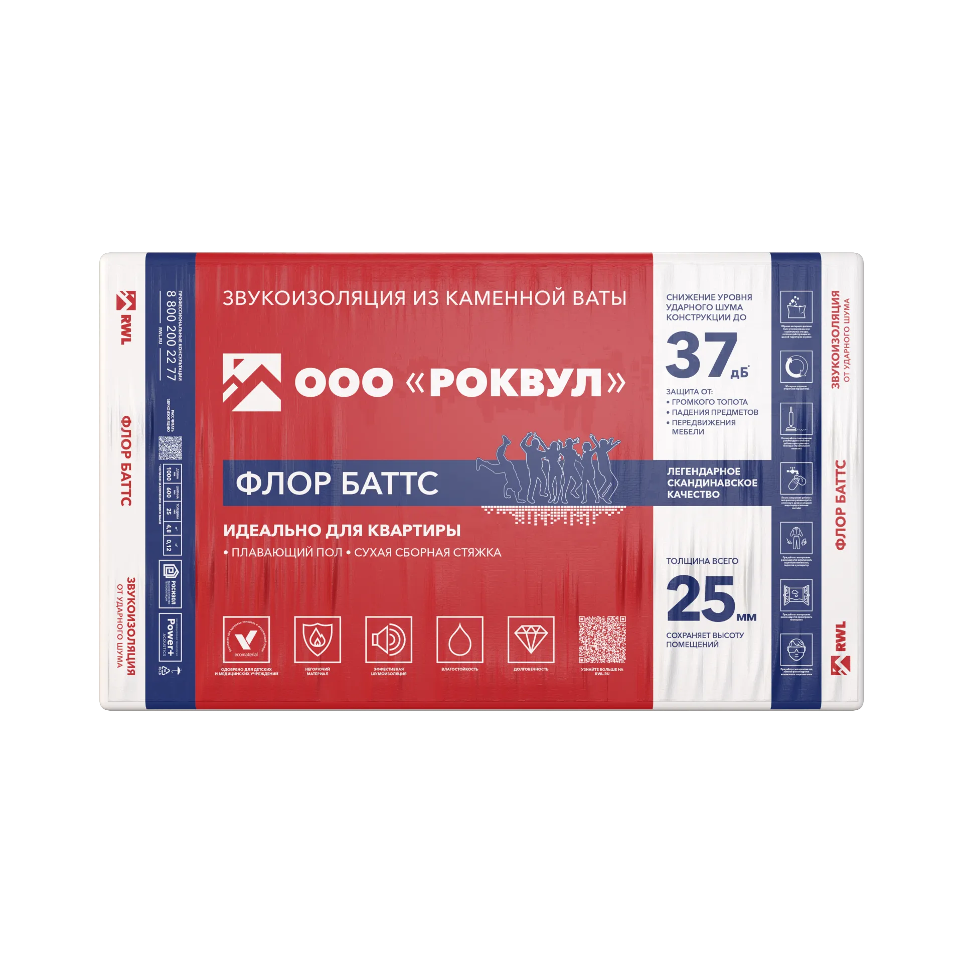 Шумоизоляция РОКВУЛ ФЛОР БАТТС 1000х600х50