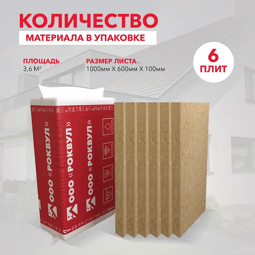 Утеплитель РОКВУЛ КАРКАС БАТТС 1000x600x100_4