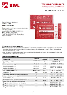 Утеплитель РОКВУЛ ЛАЙТ БАТТС 1000x600x50_18