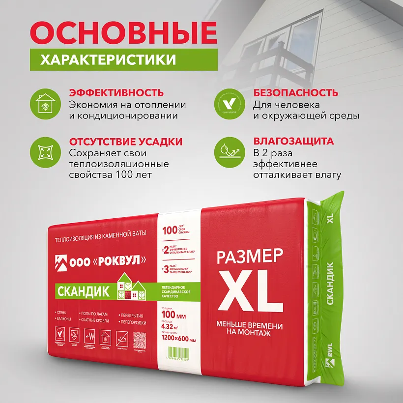 Утеплитель РОКВУЛ ЛАЙТ БАТТС СКАНДИК 1200x600x100_3