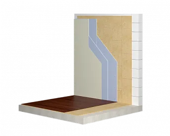 Бескаркасная система облицовки стен с Листом звукоизоляционным РОКВУЛ и двумя слоями гипсовых плит