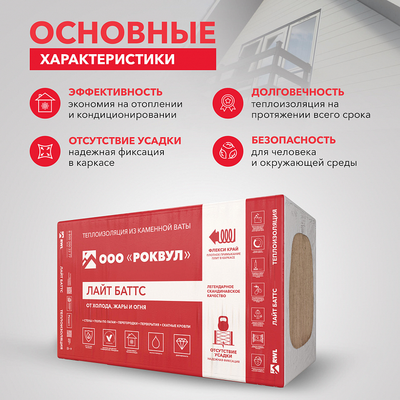 Утеплитель РОКВУЛ ЛАЙТ БАТТС 1000x600x50_3